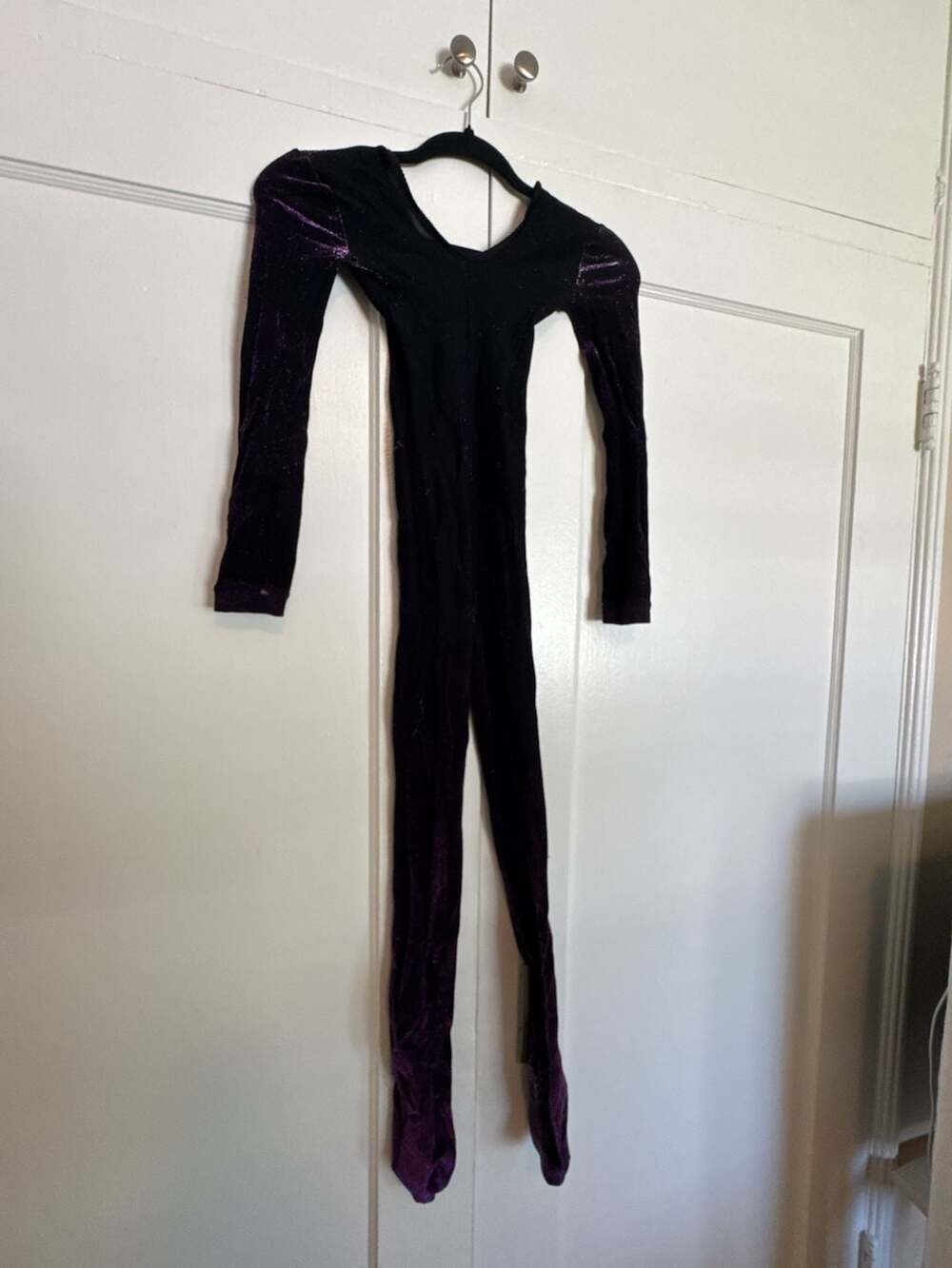 Purple Shimmering Stretch Full-Body Catsuit Unitard Jumpsuit size XS Halloween